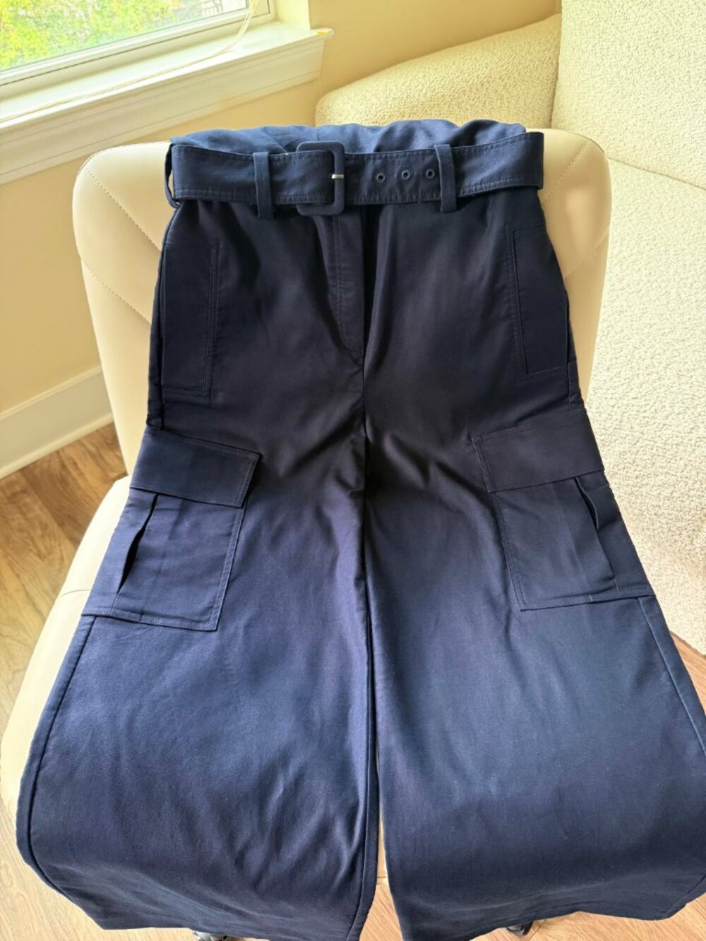 REISS Navy Lois Bandeau Belted Wide Leg Jumpsuit Size US 4 / UK 8 - Picture 14 of 16